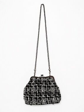 Patricia Nash Laureana Black Tweed Kiss-Lock Bag